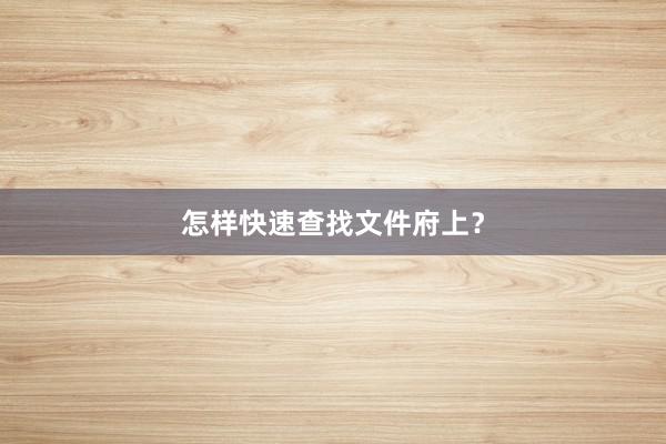怎样快速查找文件府上？